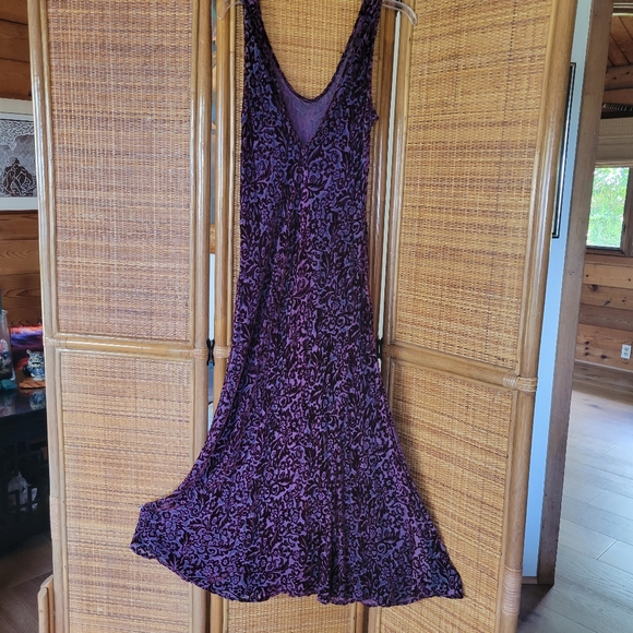 Lovely Burnout Velvet Biascut Long Dress Size M - Picture 2 of 4